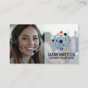 Callcenter-Mitarbeiter lächelnd Network Corp-Log Visitenkarte