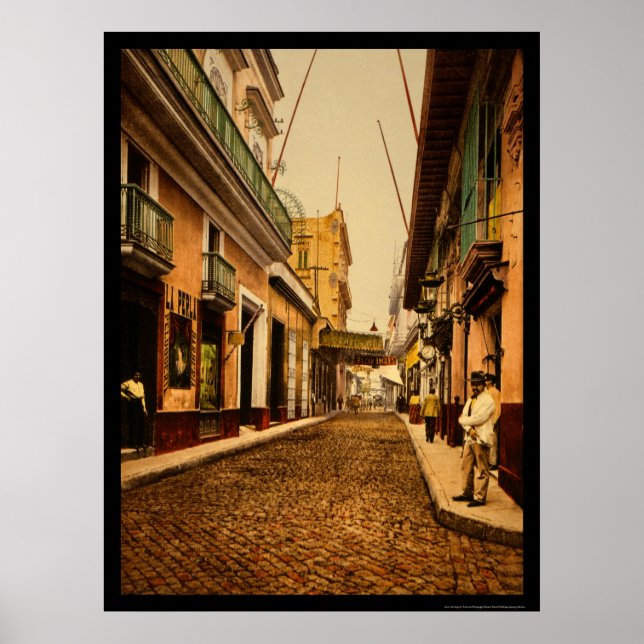Calle de Habana in Havanna, Kuba 1900 Poster (Vorne)