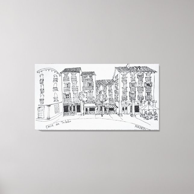 Calle de Toledo Einkaufsstraße, Madrid, Spanien Leinwanddruck (Vorderseite)