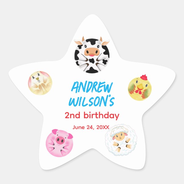 Called Farm Party Animals Ready to Play Balls Stern-Aufkleber (Vorderseite)