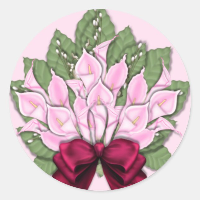 Calli Lilien Hochzeitsticker Runder Aufkleber (Vorderseite)