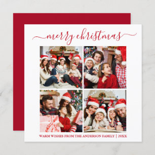 Calligrafie 4 Foto Weihnachtsplatz Rot Feiertagskarte