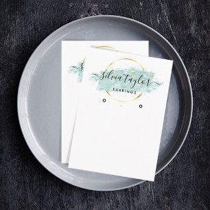 Calligrafie Art Earring-Display-Karte blau Visitenkarte