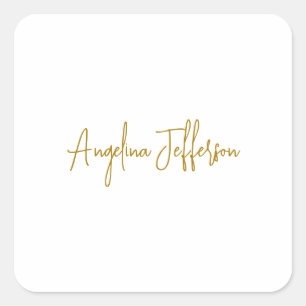 Calligrafie Beruflich Elegance Gold Color Quadratischer Aufkleber