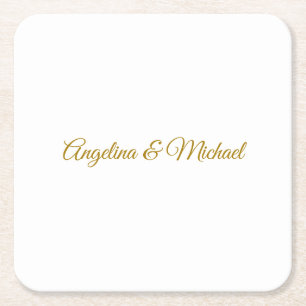 Calligrafie Beruflich Elegance Gold Color Rechteckiger Pappuntersetzer
