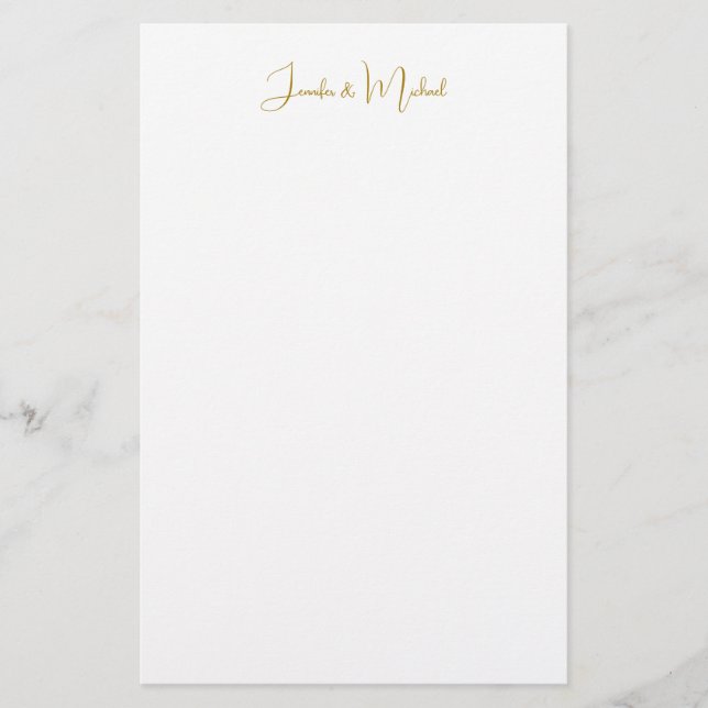 Calligrafie Beruflich Elegant Gold Color Names Briefpapier (Vorderseite)
