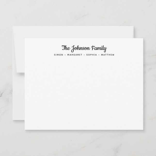 Calligrafie Black Script Family Name Stationery Mitteilungskarte (Vorderseite)