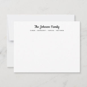 Calligrafie Black Script Family Name Stationery Mitteilungskarte