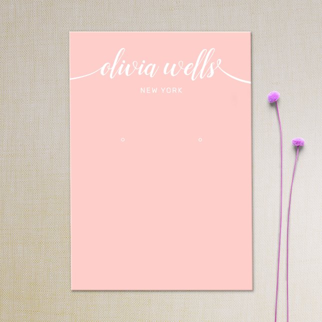 Calligrafie Blush Pink Earring Display Card (Von Creator hochgeladen)