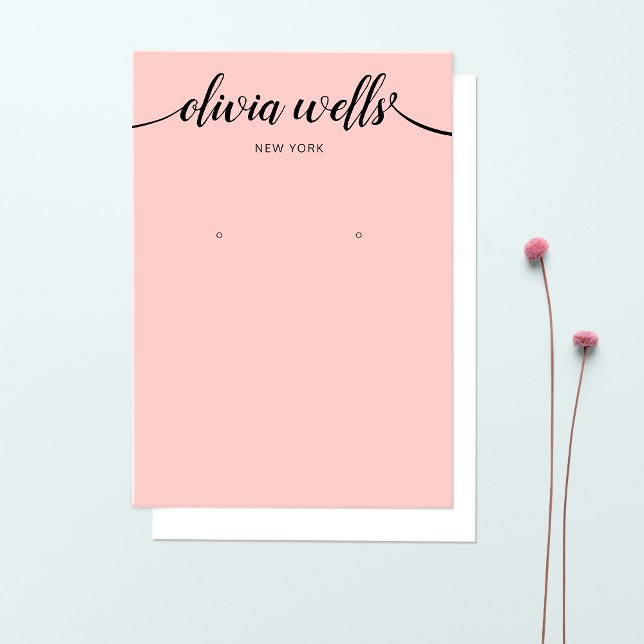 Calligrafie Blush Pink Earring Display Card (Von Creator hochgeladen)