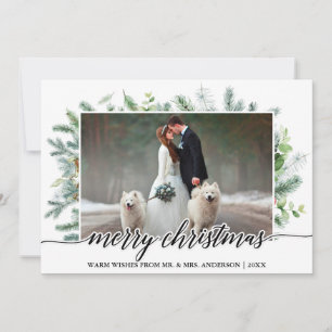 Calligrafie Christmas Pine Greenery Wedding Foto Feiertagskarte