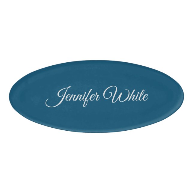 Calligrafie Elegance Blue Namenschild (Vorderseite)