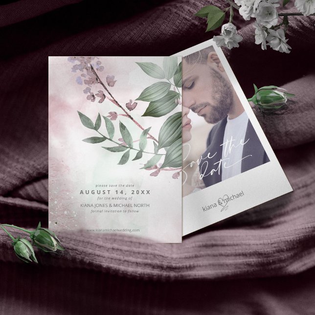 Calligrafie Floral Mauve ID771 Save The Date (Von Creator hochgeladen)