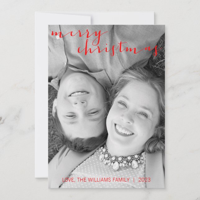 Calligrafie Frohe Weihnachten Vertikale Fotokarte (Vorderseite)