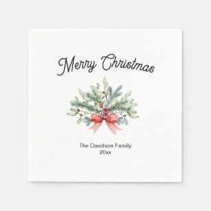 Calligrafie Frory Christmas Family Greenery Serviette
