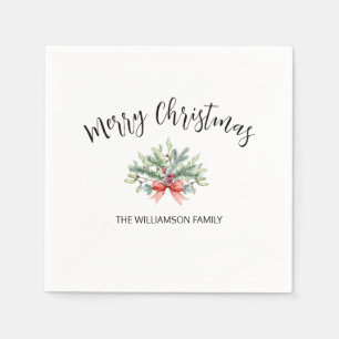 Calligrafie Frory Christmas Greenery Familie Napki Serviette