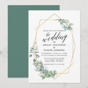 Calligrafie Gold Rahmen Eukalyptus Greenerity Wedd Einladung