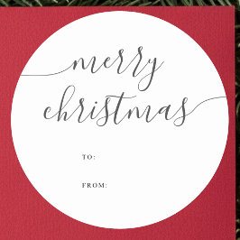 Calligrafie Minimalistisch Merry Christmas Gift Runder Aufkleber