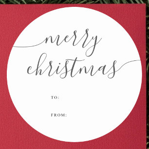 Calligrafie Minimalistisch Merry Christmas Gift Runder Aufkleber