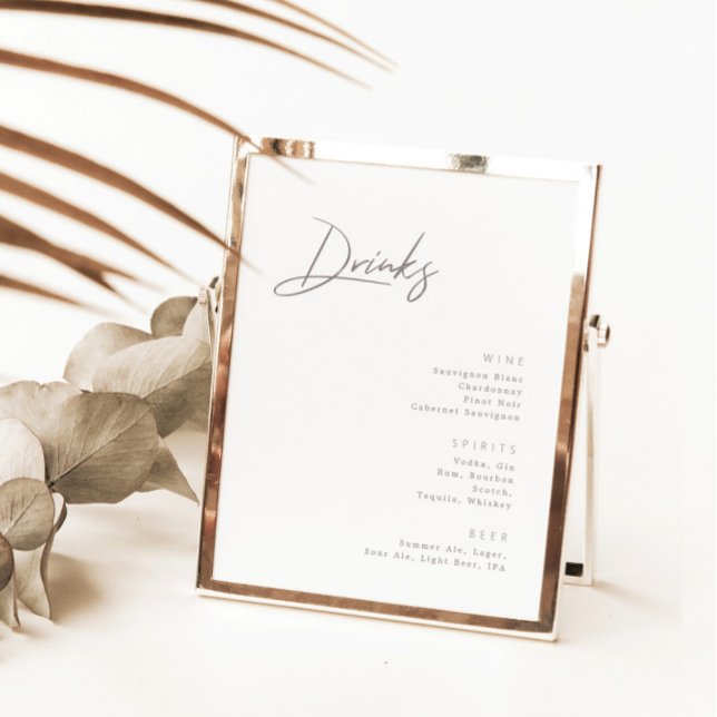 Calligrafie Minimalistisch Modernes Bar Menu-Zeich Poster (Von Creator hochgeladen)