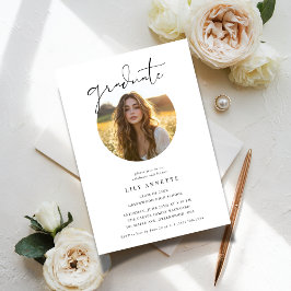 Calligrafie Oval Foto Budget Graduation Party Einladung