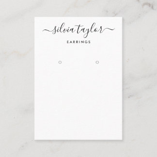 Calligrafie Schwarz-weiß Earring Display Card Visitenkarte