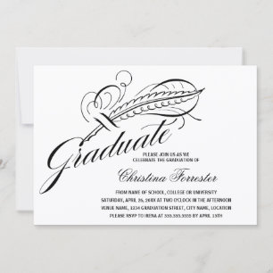 Calligrafie Script Feather Quill Abschluss Einladung