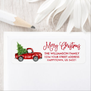 Calligrafie Script Vintag Truck Weihnachten Rot