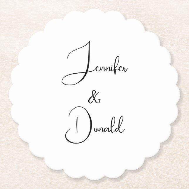 Calligrafie trendy klassische Drehbuch schlicht Pe Untersetzer (Vorderseite)