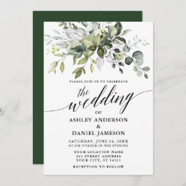 Calligrafie Watercolor Greenerity Wedding Einladung