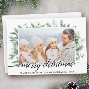 Calligrafie Weihnachtskieferngebirge Foto Feiertagskarte