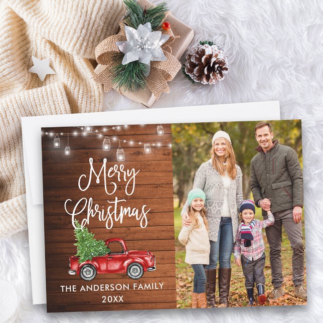 Calligrafie Weihnachtsmann Wood Jar Lights Feiertagskarte (Customize to add text to back of card.)