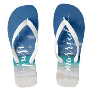 Calligrafy Beach nur verheiratet Hochzeit Flip Flo Flip Flops