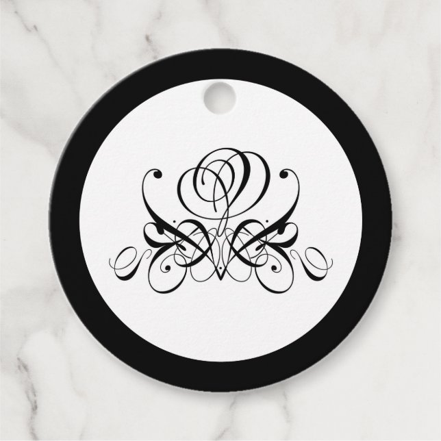 Calligrafy Black Rose Wedding Geschenkanhänger (Vorderseite)