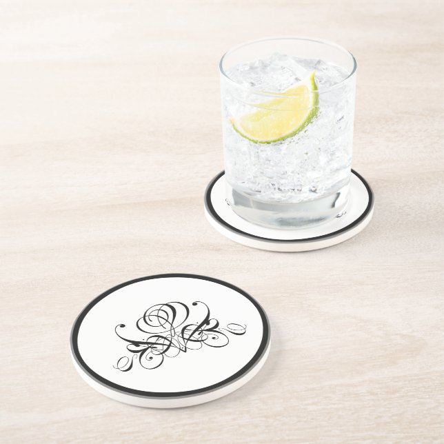 Calligrafy Black Rose Wedding Getränkeuntersetzer (Seite)