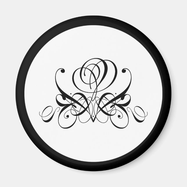Calligrafy Black Rose Wedding Magnet (Vorne)