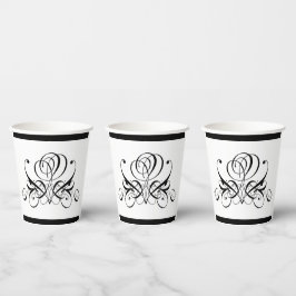 Calligrafy Black Rose Wedding Pappbecher