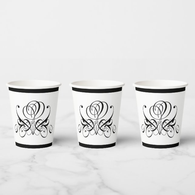 Calligrafy Black Rose Wedding Pappbecher (Multi)