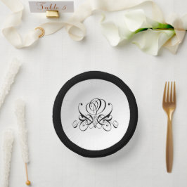 Calligrafy Black Rose Wedding Pappteller