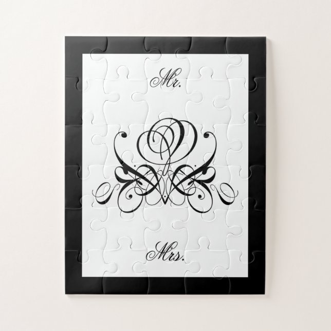 Calligrafy Black Rose Wedding Puzzle (Vertikal)