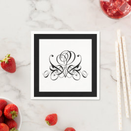 Calligrafy Black Rose Wedding Serviette