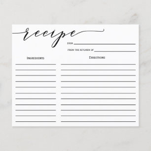 Calligrafy Brautparty Rezept Card