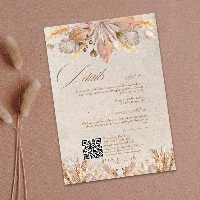 Calligrafy Fall Boho Script Hochzeitdetails Begleitkarte (Von Creator hochgeladen)