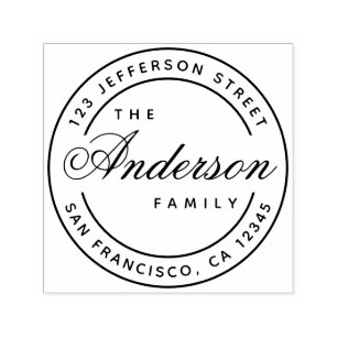 Calligrafy Family Name Elegante Script-Adresse Permastempel