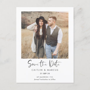 Calligrafy Foto Wedding Save the Date Postcard Feiertagspostkarte
