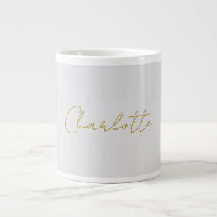 Calligrafy Gold Color Gray Custom Personal Edit Jumbo-Tasse