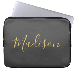 Calligrafy Gold Color Gray Custom Personal Edit Laptopschutzhülle