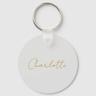 Calligrafy Gold Color Gray Custom Personal Edit Schlüsselanhänger
