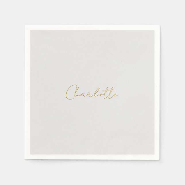 Calligrafy Gold Color Gray Custom Personal Edit Serviette (Vorderseite)
