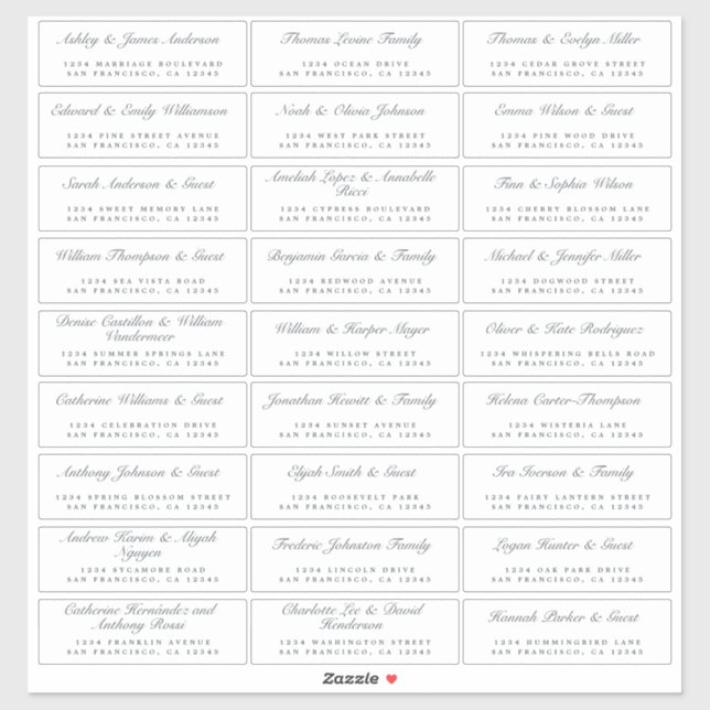 Calligrafy Guest Address Labels ORDER 8" oder 14"! (Blatt)